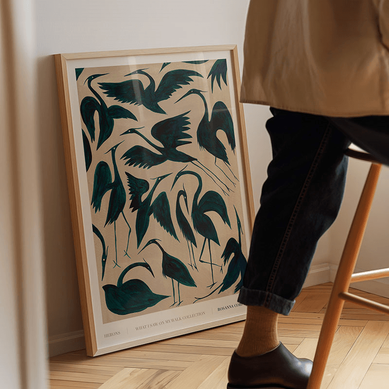 Herons Recylced Paper Print, A3, Teal