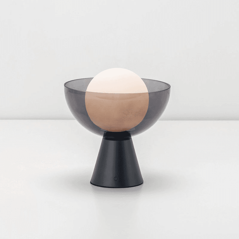 Dome Cordless Table Lamp, H22cm, Charcoal