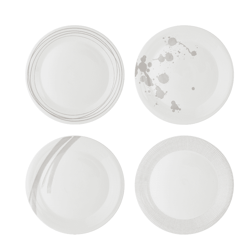 Pacific Dinner Plates Set of 4 Assorted, D28cm, Stone
