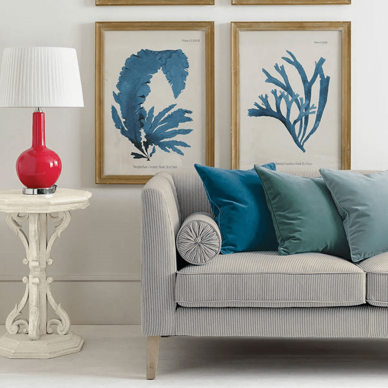 Plain Velvet Cushion Cover, Large - Sea Blue