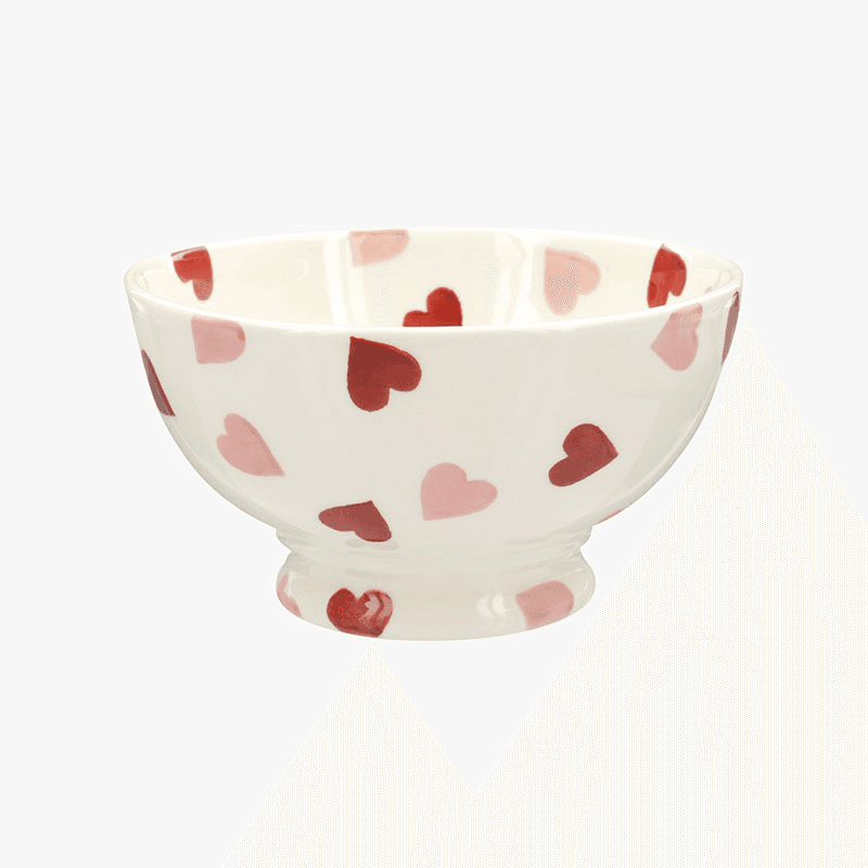 Pink Hearts French Bowl, D13.5cm, Cream