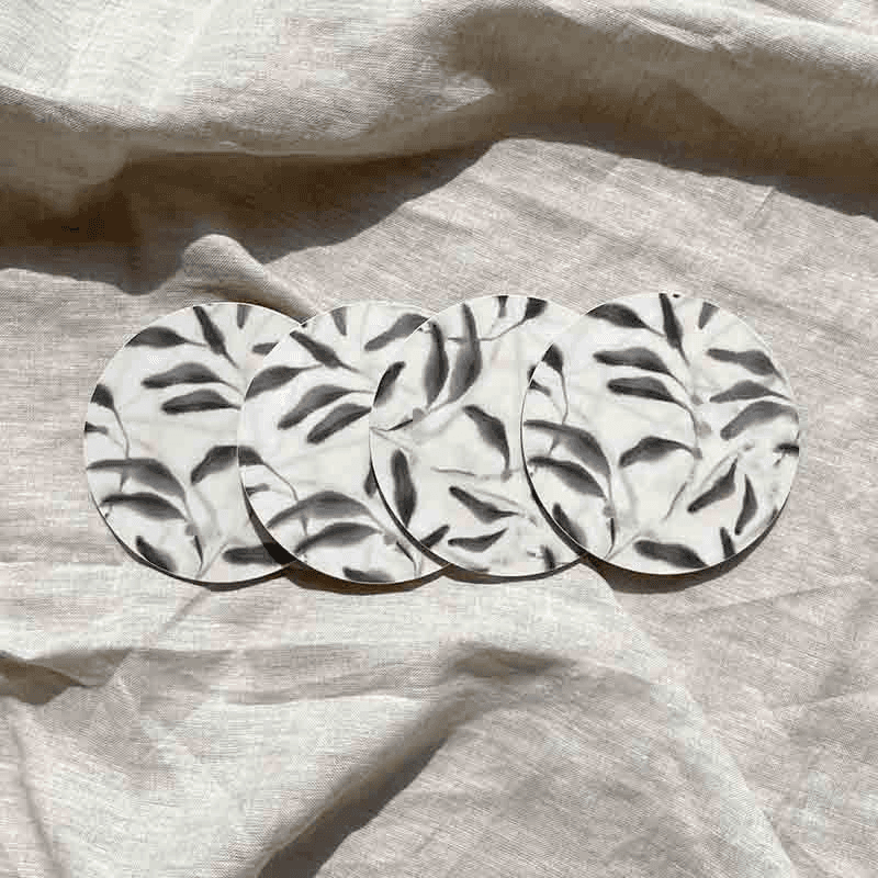 Amongst Set of 4 Coasters, D10cm, Beige Grey