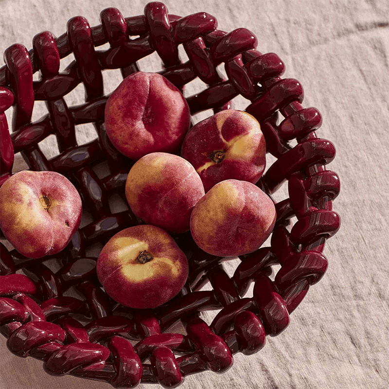 Juicy Basketweave Bowl, D31cm, Burgundy
