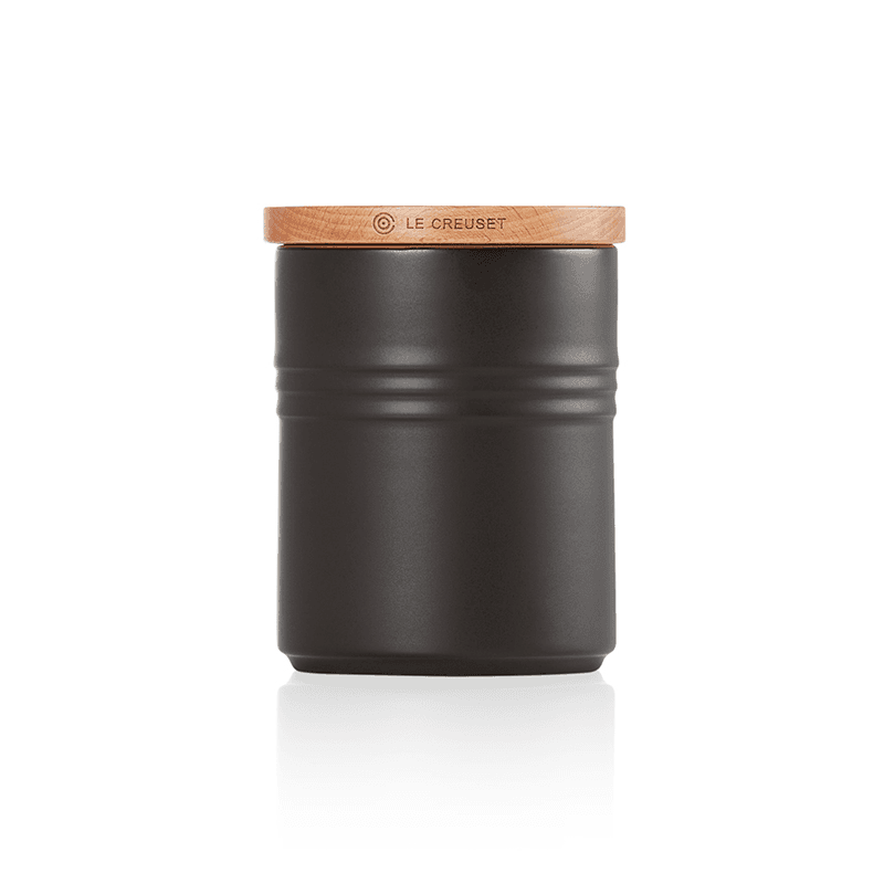 Stoneware Medium storage jar, 10 x 12cm - 540ml, Satin Black