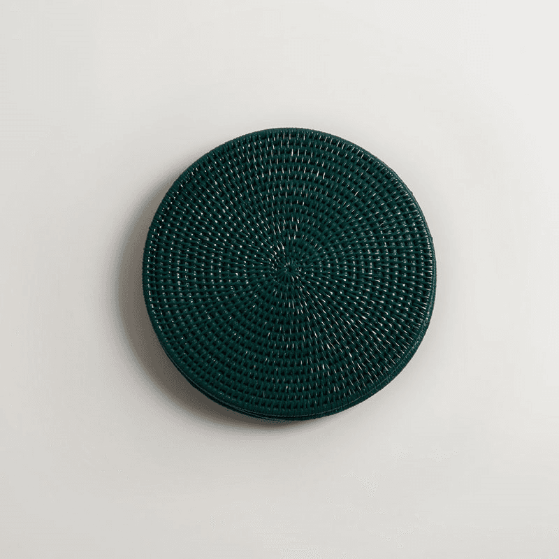 Latha Set of 4 Placemats, D27cm, Dark Green