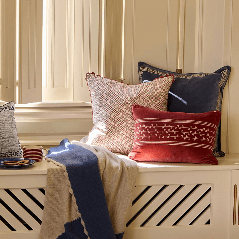 Shisho Velvet Cushion, 55 x 55cm, Indigo Blue
