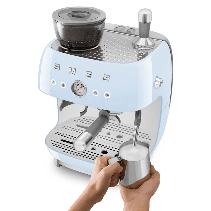 Espresso Coffee Machine with Grinder, Pastel Blue