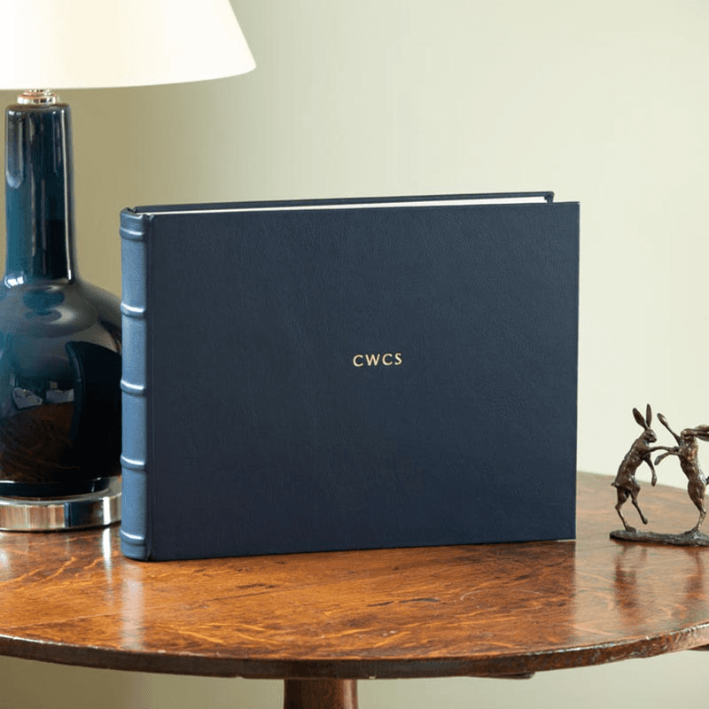 Leather Landscape Photograph Album, L30.6 x W39.2cm, Blue