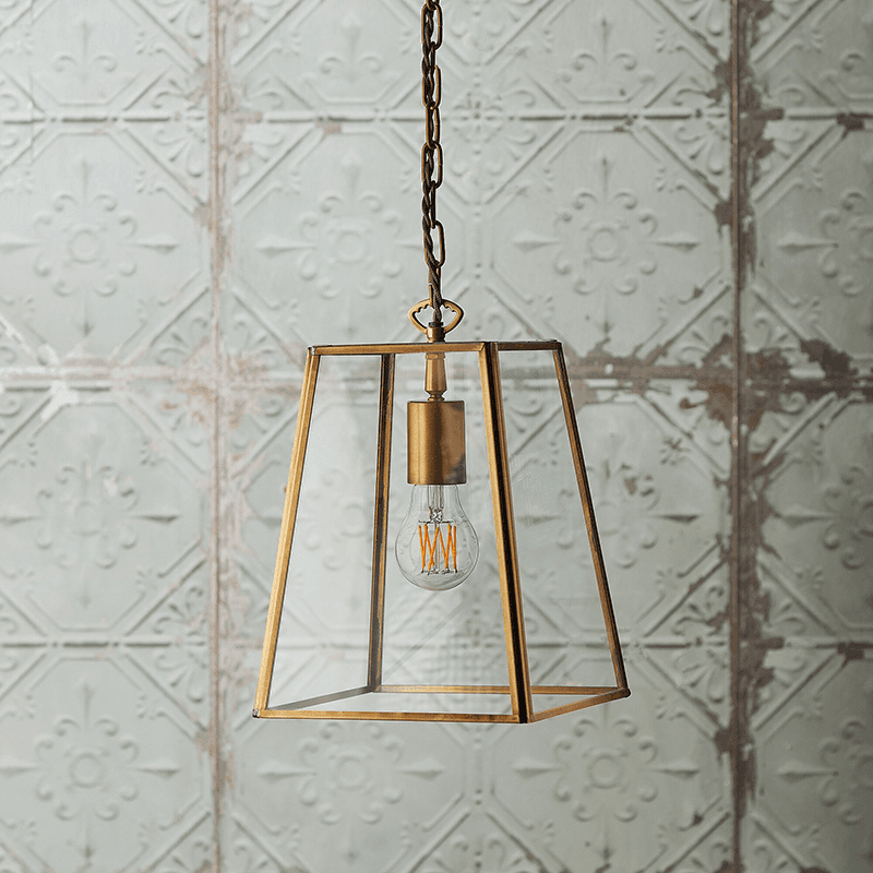 Luxor Small Lantern Pendant, H26cm x W20cm, Antique Brass