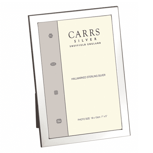 Image showing the Flat Narrow Series Photograph frame, 6 x 4", Sterling Silver With Mahogany Finish Back product.