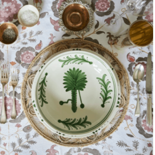 Image showing the Pasta/Shallow Bowl, Palm Tree, Green product.