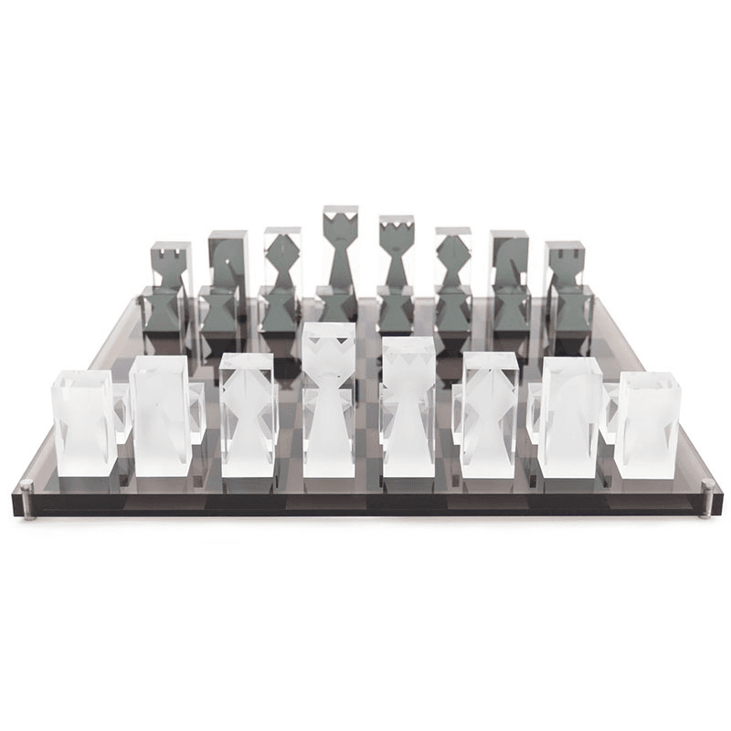 Acrylic Chess Set, 44 x 44cm, Grey