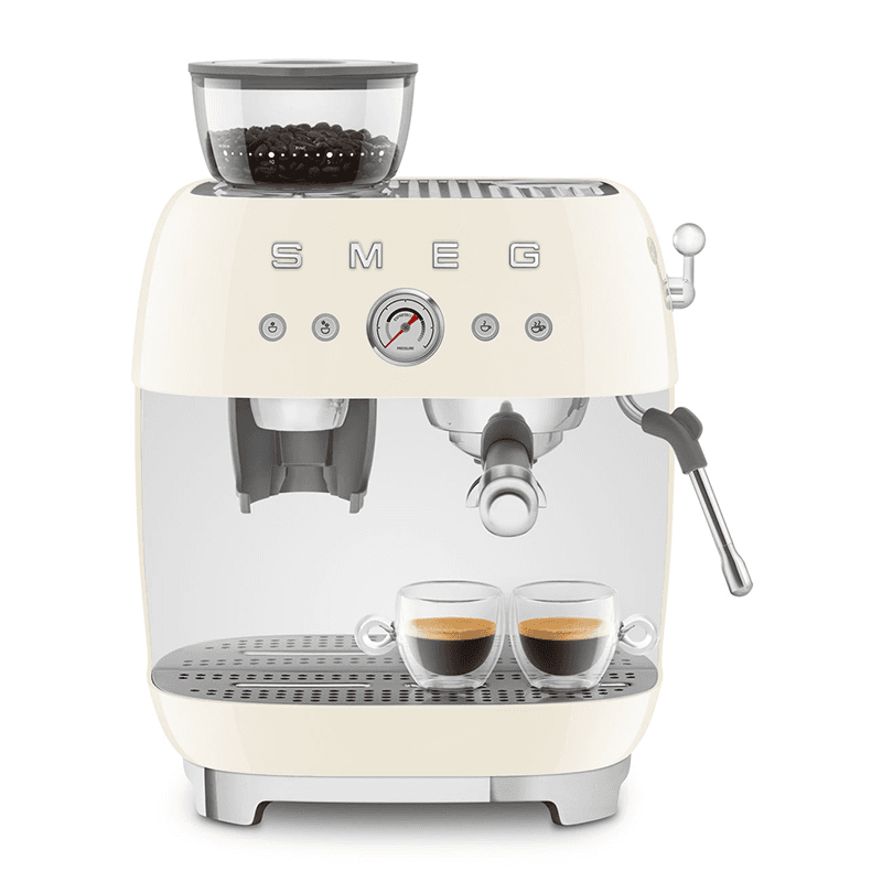 Espresso Coffee Machine with Grinder, Cream
