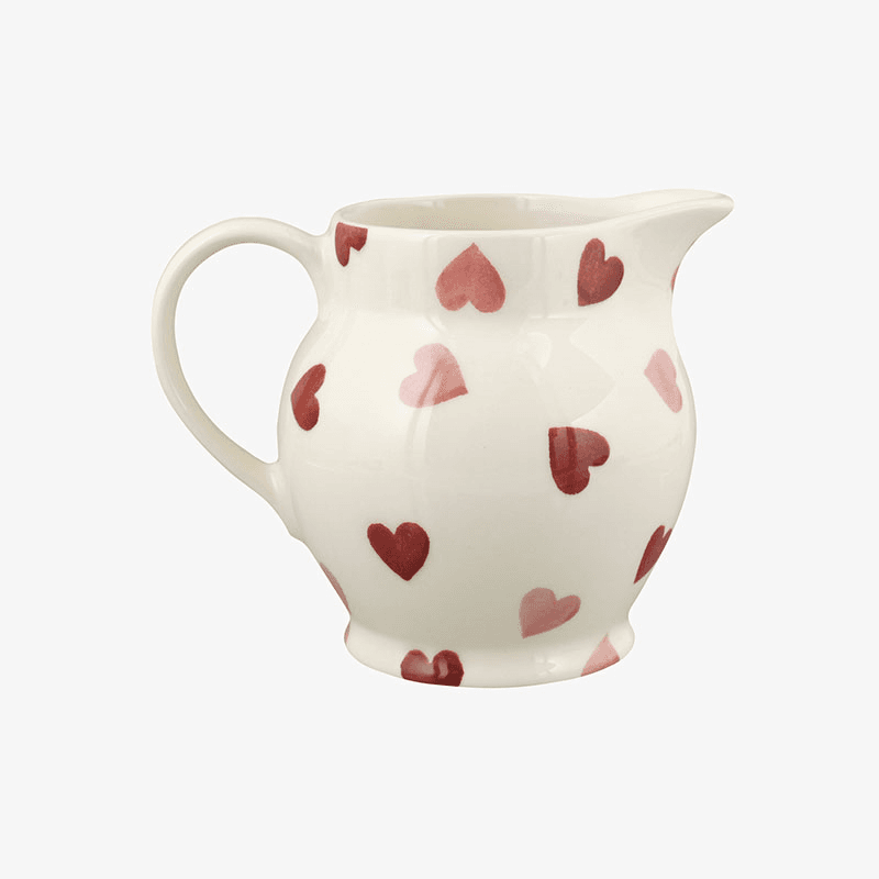 Pink Hearts Jug, 315ml, Cream