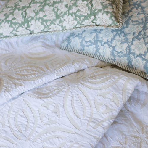 Image showing the Cut Work Applique King Size Bedspread, White product.