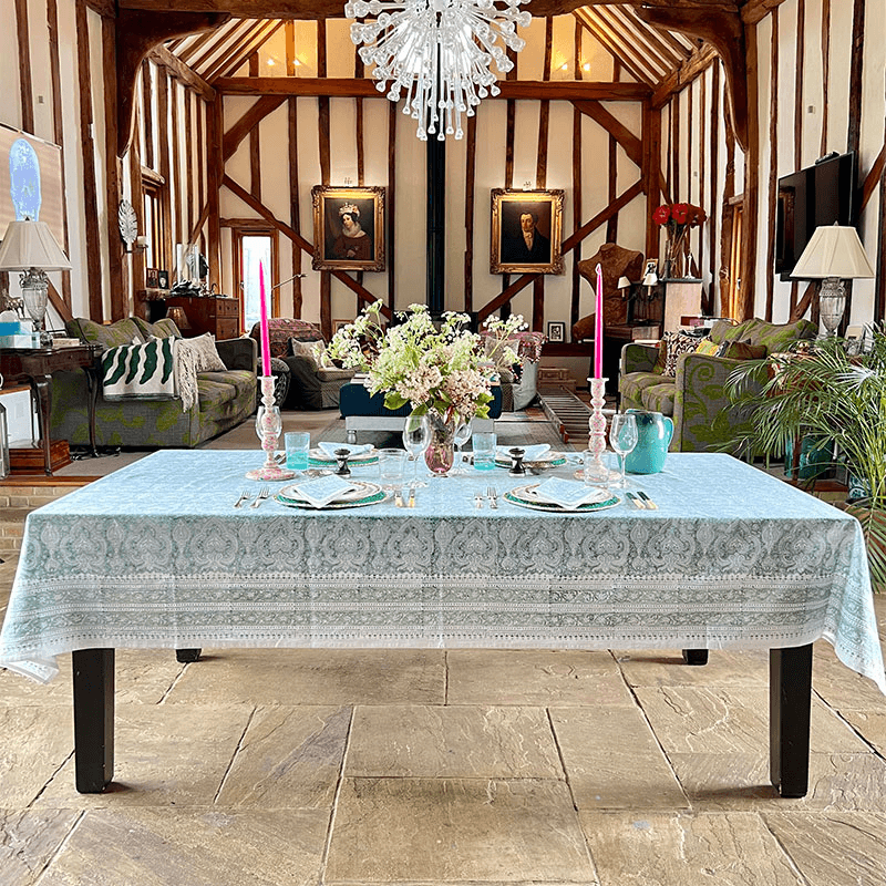 Baroque Tablecloth, 170 x 270cm, Jade