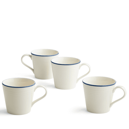 Image showing the Gordon Ramsay Maze Denim Line Set of 4 Mugs, 400ml, White product.