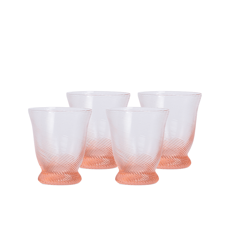 Spiral Set of 4 Tumbler Glasses, 175ml, Pink
