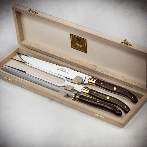 Image showing the Vallernia 3 piece laguiole carving set, Rosewood product.