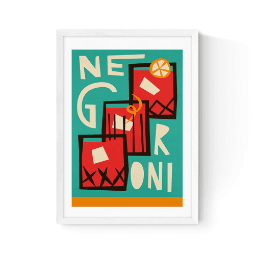 Image showing the Fox and Velvet Negroni Art Print, H45 x W32cm, Multi product.