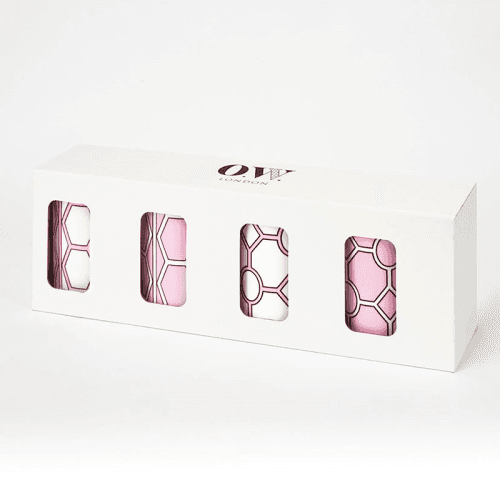 Image showing the Hex & Hoop Set of 4 Mugs, 350ml, Pink product.