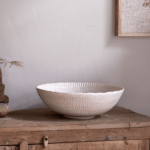 Image showing the Kayanna Ceramic Decorative Bowl, H13cm, White product.