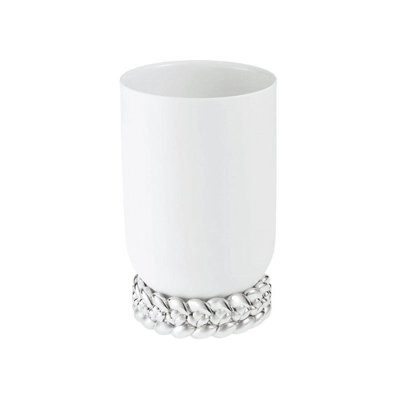 Babylone Vase, H19 x D11.5cm, White & Silver