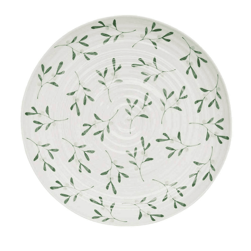 Mistletoe Cake stand, Dia32 x H6cm, white/ green