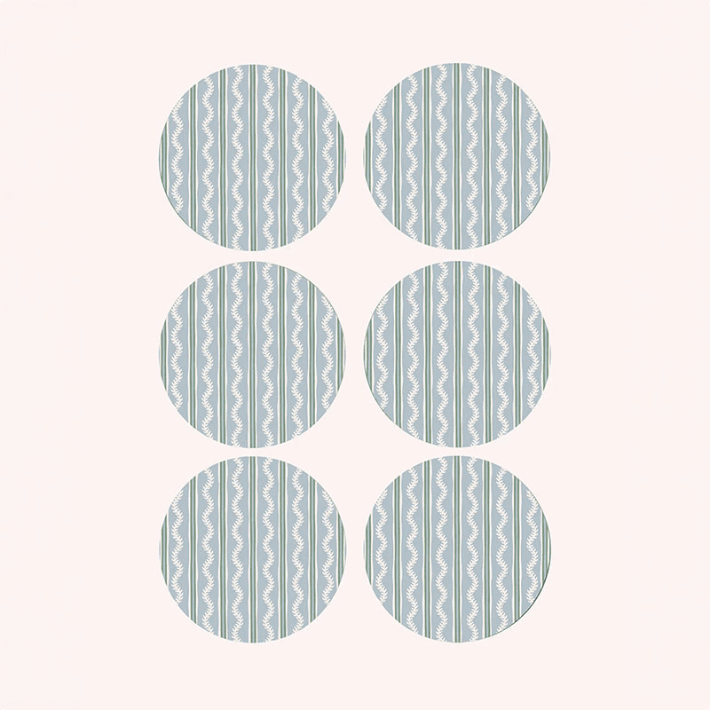 Vines Set of 6 Placemats, D29cm, Blue