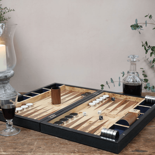 Image showing the Backgammon Board, 54 x 34cm, Caviar Black Shagreen product.