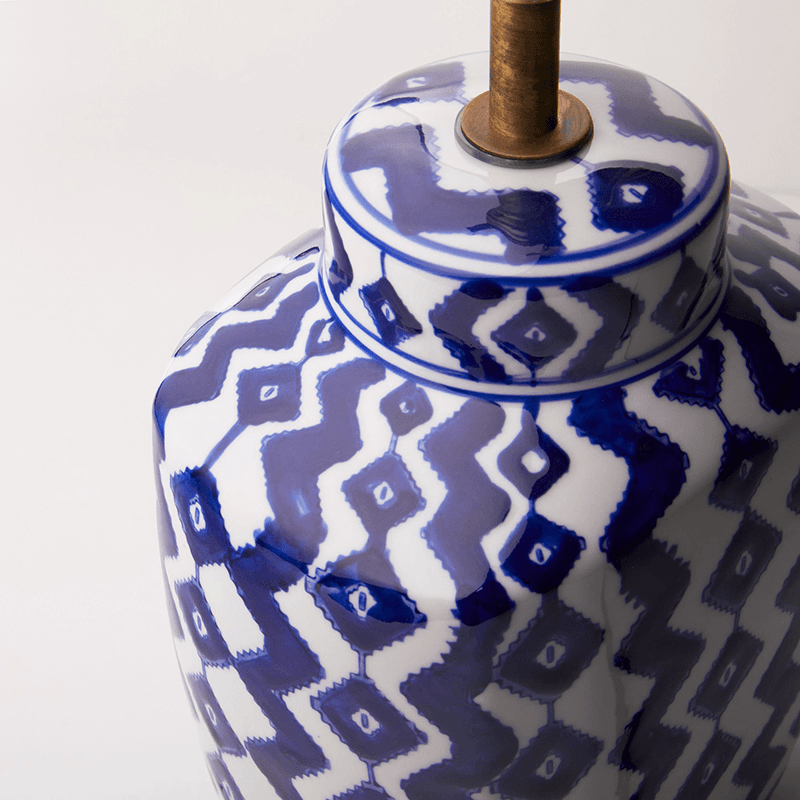 Gingembre Small Table Lamp Base Only, H21cm x W13cm, Blue and White