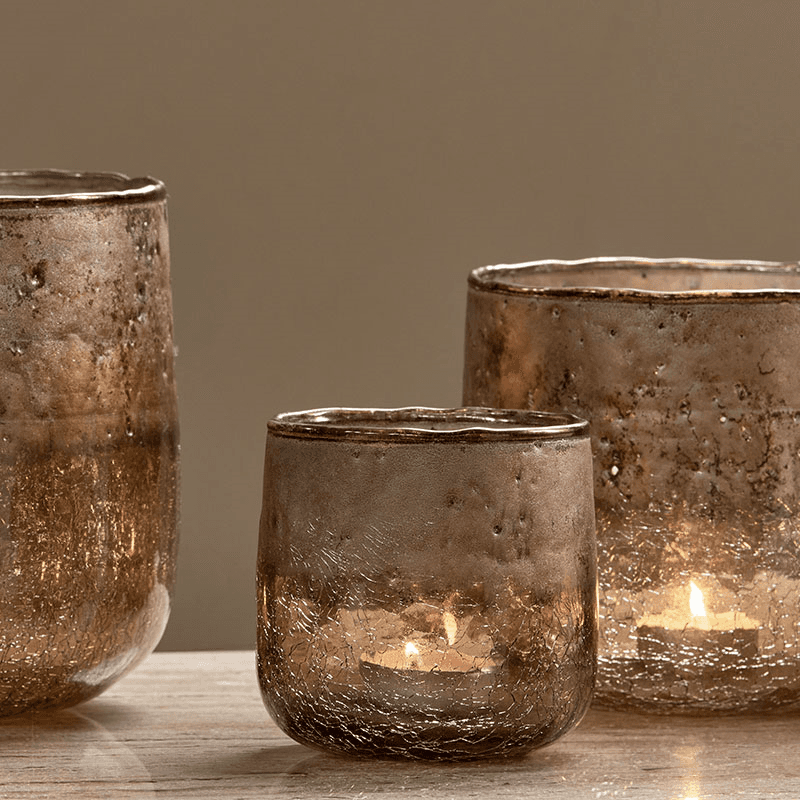Konara Tealight Holder, D9cm, Copper Smoke