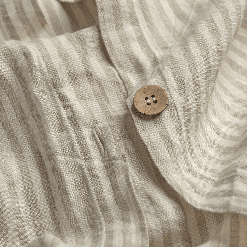 Stripe Linen Blend Duvet Cover, Double, Oatmeal