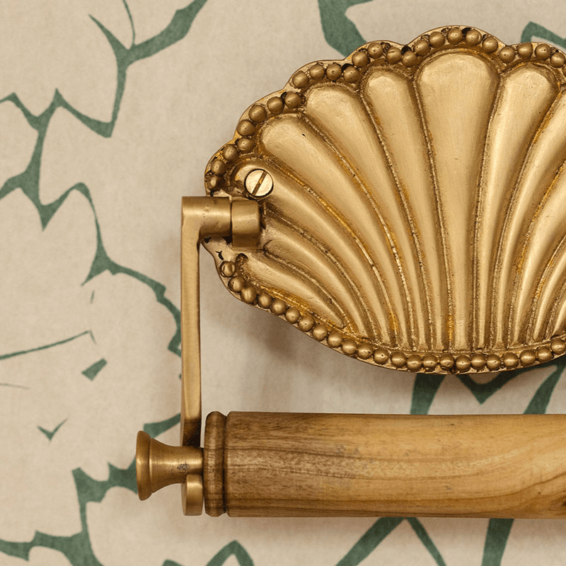 Shell Toilet Roll Holder, Brass