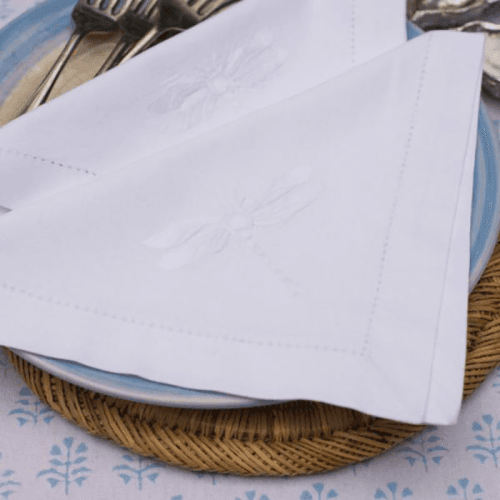 Image showing the Dragonfly Set of 4 Napkins, 45 x 45cm, White product.