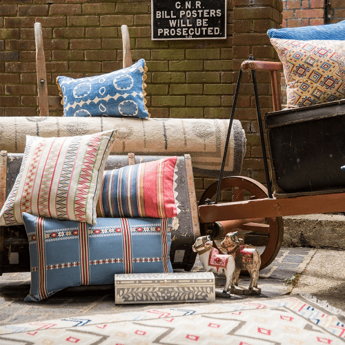 Image showing the Osborne Cushion, 35 x 50cm, Blue product.