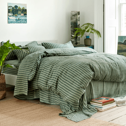 Image showing the Pembroke Stripe Duvet Cover, King, Pine Green product.