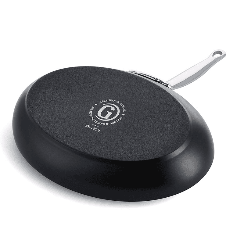 Barcelona Pro Non-Stick Oval Fishpan, 33, Black