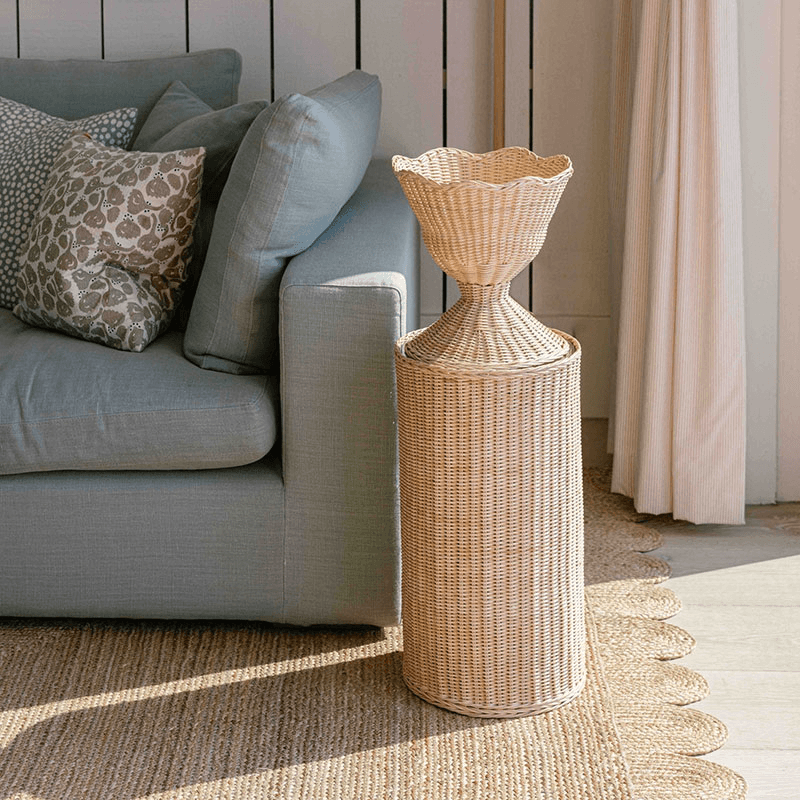 Freya Scalloped Rattan Bowl, D22cm, Natural