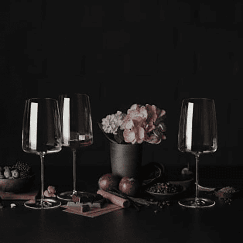 Simplify Set of 2 Crystal Large Bordeaux Red Wine Glasses, 689ml, Clear
