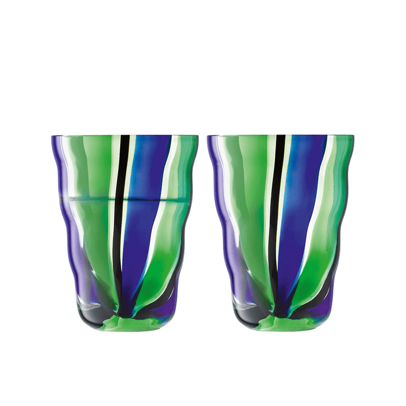 Folk Set of 2 Tumblers, 280ml, Black/Blue/Green