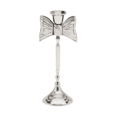 Image showing the Lady Bow Candle Holder, H22cm, Silver product.