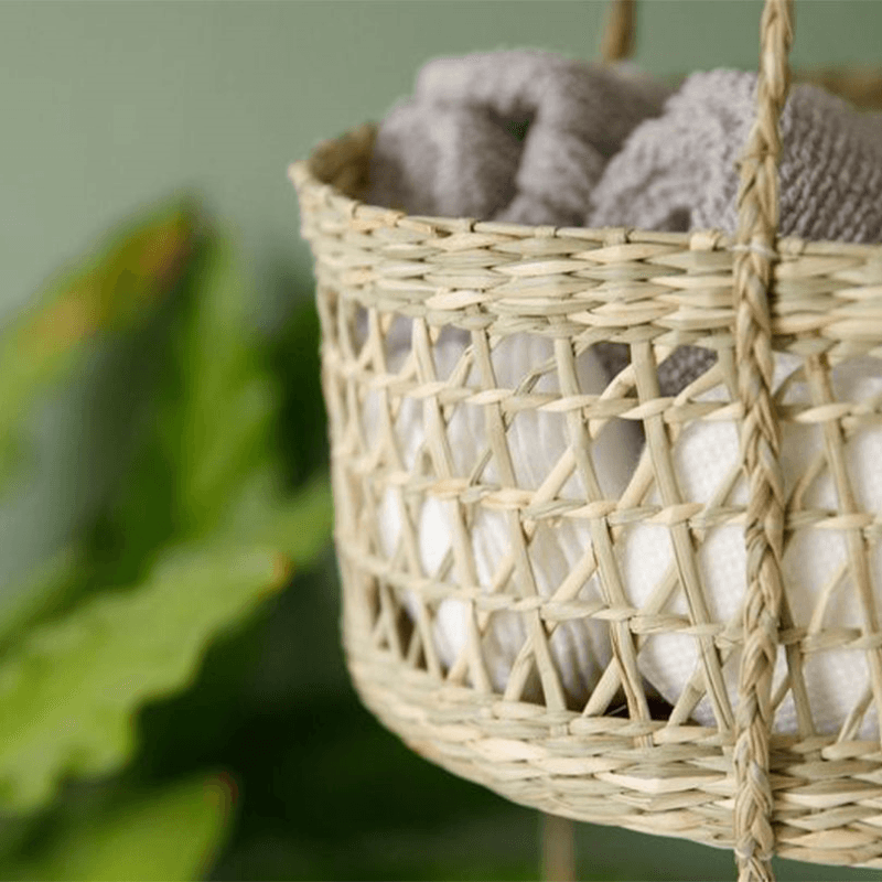 Natural Elements Seagrass Hanging Planter, Cream