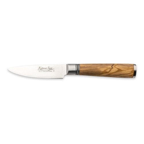 Image showing the Katana Saya Olive Wood Paring Knife, 9cm Damascus Blade product.