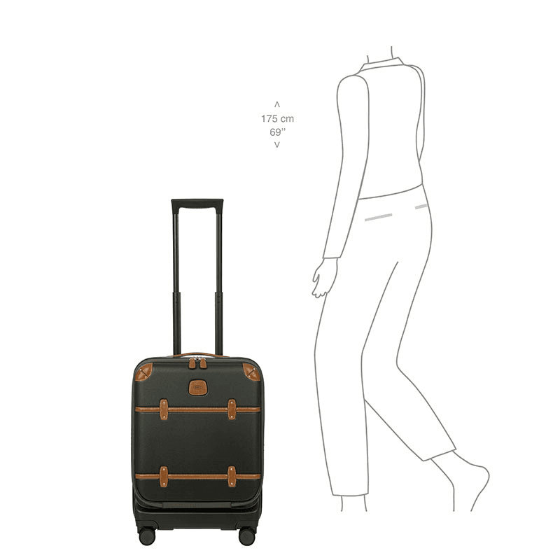 Bellagio Carry-On Suitcase with Front Pocket, H55 x L38 x W23/27cm, Olive