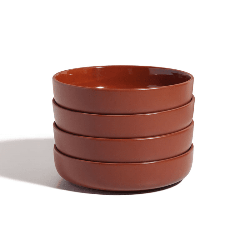 Set of 4 Dinner Bowls, 22cm, Terracotta