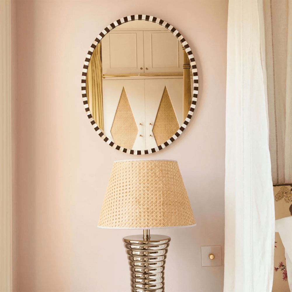 Oval Pearl Mirror, H60cm x W50cm, Brown