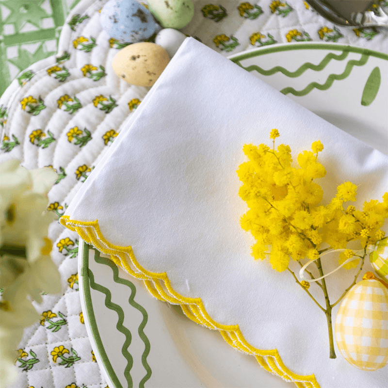 Mini Scallop Napkin, 45 x 45cm, Yellow