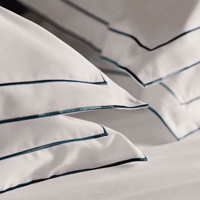 Frame Two Corded Pair of Oxford Pillowcases, Standard, Steel Blue