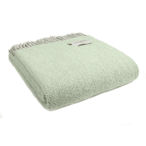 Image showing the Herringbone Throw, 150 x 183cm, Silver Grey & Laurel Green product.